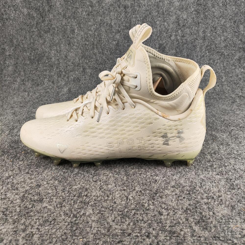 Under Armour Football Cleats Shoes Mens Size 10 White Spotlight Spikes Mid Top